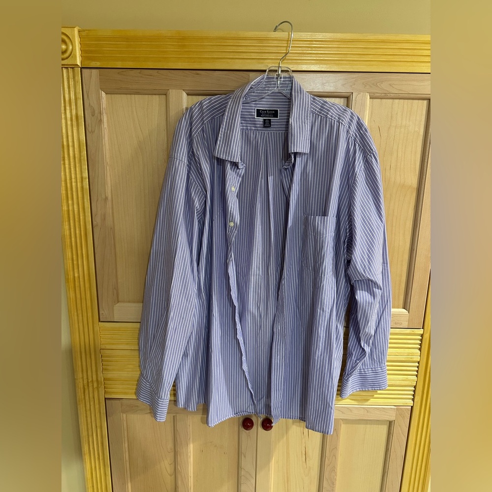 Men’s blue/white striped button down (men size XL/XXL)